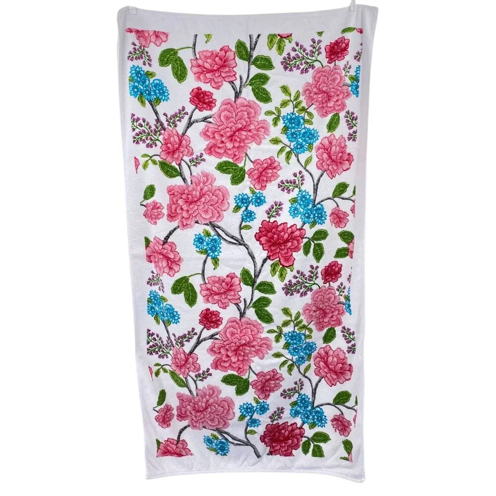 Vintage‎ Target Home floral bath towels pink white Cotton 90s 00s hydrangea